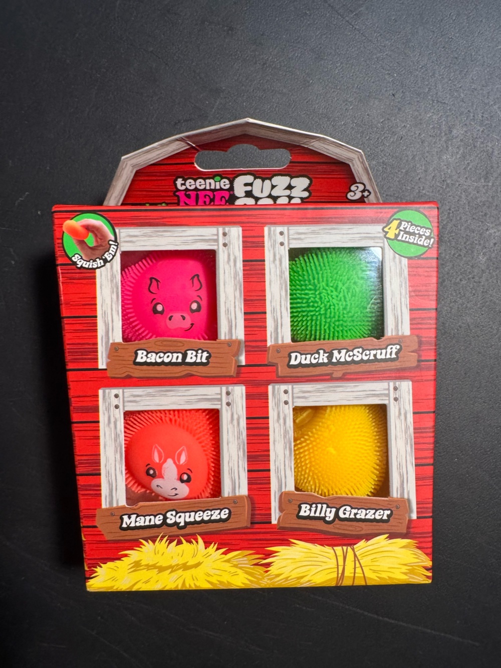 Needoh Farmyard Teenie Fuzz, 4 pack, NEW